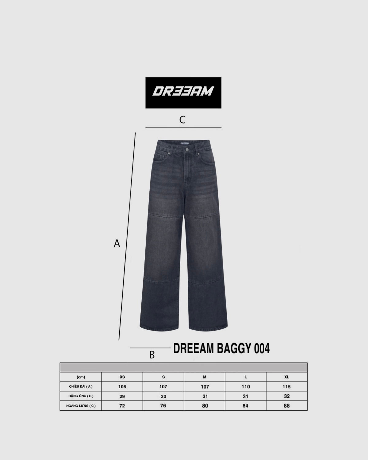 “DREEAM BAGGY 004 ” DARK GREY