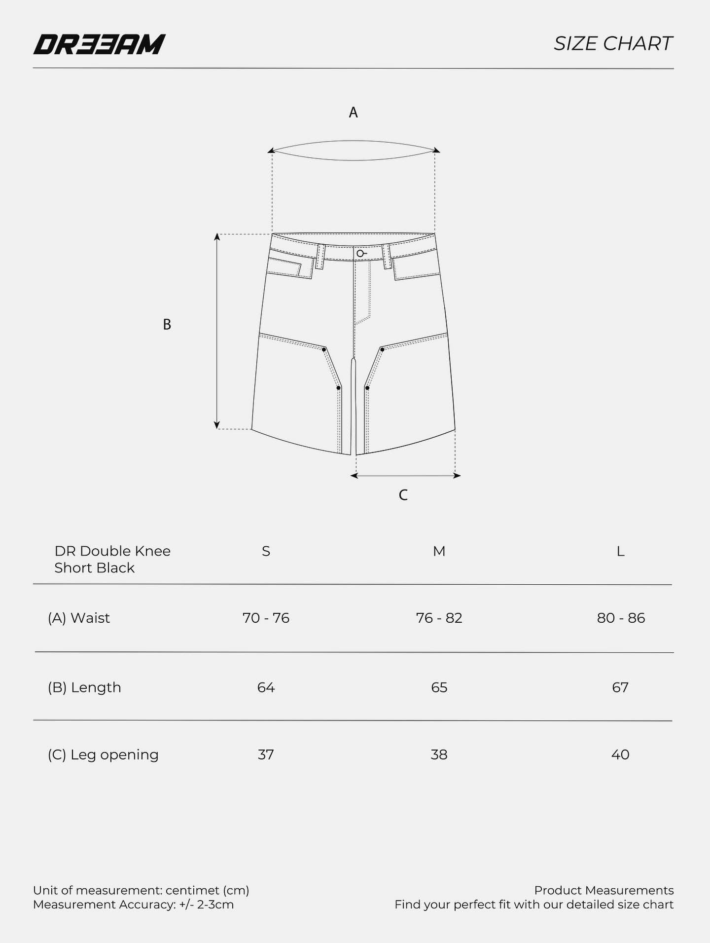 DR DOUBLE KNEE SHORTS BLACK